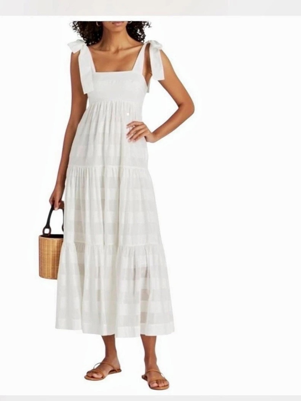 Zimmermann Linen-blend Square Neck Sleeveless Tiered Maxi Dress.Excellent!!